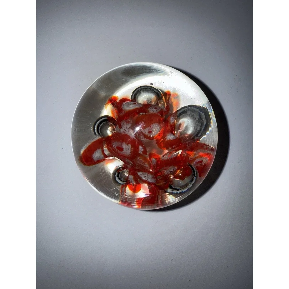 Vintage‎ Hand-Blown Trumpet & Red/White Millefiori Glass Paperweight